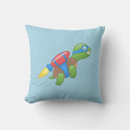 Flying Turtle with a Red Jetpack Blue Sierkussen
