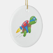 Flying Turtle with a Red Jetpack Ceramic Ornament (Rechts)