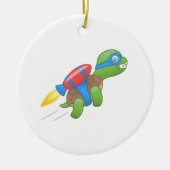 Flying Turtle with a Red Jetpack Ceramic Ornament (Voorkant)