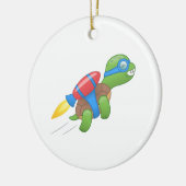 Flying Turtle with a Red Jetpack Ceramic Ornament (Links)
