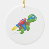 Flying Turtle with a Red Jetpack Ceramic Ornament (Achterkant)