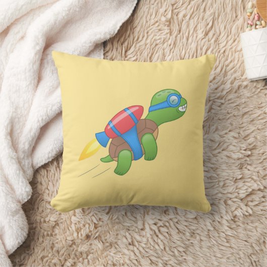 Flying Turtle with a Red Jetpack Kussen (Deken)