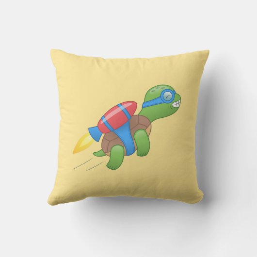 Flying Turtle with a Red Jetpack Kussen (Achterkant)