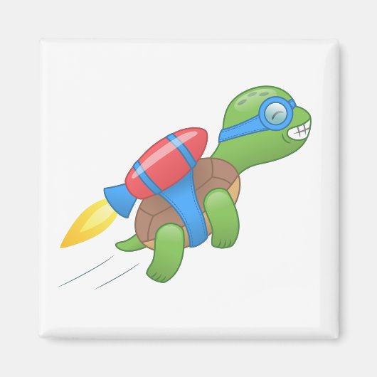 Flying Turtle with a Red Jetpack Magnet (Voorkant)