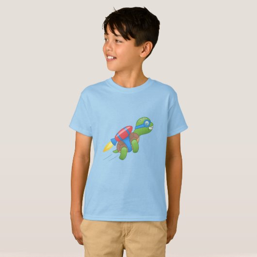 Flying Turtle with a Red Jetpack T-shirt (Voorkant volledig)