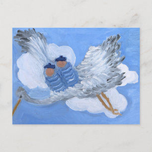 Flying Twin Boy Babies:Susan Payne-Trutna Briefkaa Briefkaart