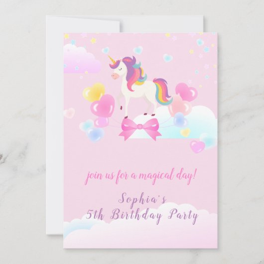 Flying Unicorn Verjaardag Uitnodiging (Voorkant)