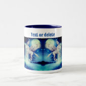 Flying Unicorn Waterfall Fantasy Gepersonaliseerd Tweekleurige Koffiemok (Center)