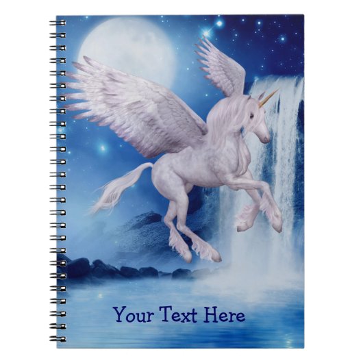 Flying Unicorn Waterfall gepersonaliseerd Notitieboek (Voorkant)