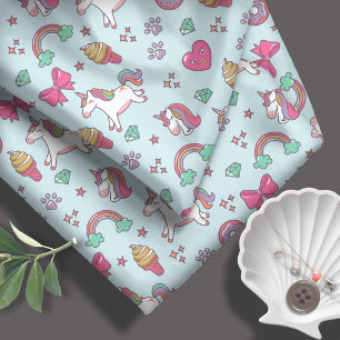 Flying Unicorns Rainbows Kawaii ID381 Stof
