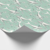 Flying Whale Party Patroon Cadeaupapier (Hoek)