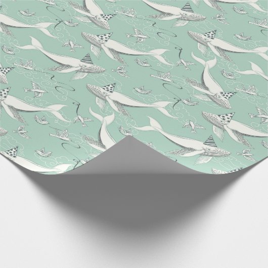Flying Whale Party Patroon Cadeaupapier (Hoek)