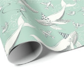 Flying Whale Party Patroon Cadeaupapier (Rol Hoek)