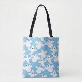 Flying White Geesten Lichtblauw Halloween Tote Bag (Voorkant)