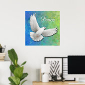 Flying White Peace Dove Print (Thuiskantoor)