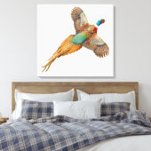 Flying Wild Ringneck Fazant Verpakt Canvas Afdruk (Insitu (Slaapkamer))