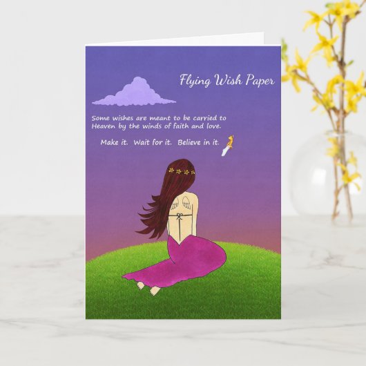 Flying Wish Paper Wenskaart Kaart (Gele Bloem)