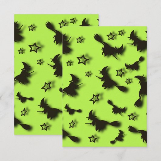 Flying witch among stars at Halloween night 3D (Voorkant / Achterkant)