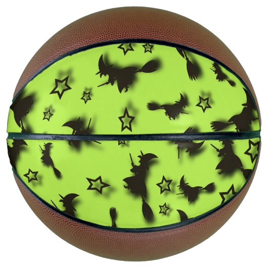 Flying witch among stars at Halloween night 3D Basketbal (Voorkant)