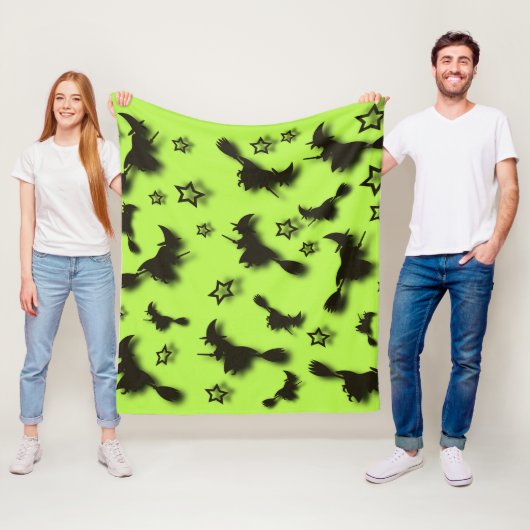 Flying witch among stars at Halloween night 3D Fleece Deken (In situ)