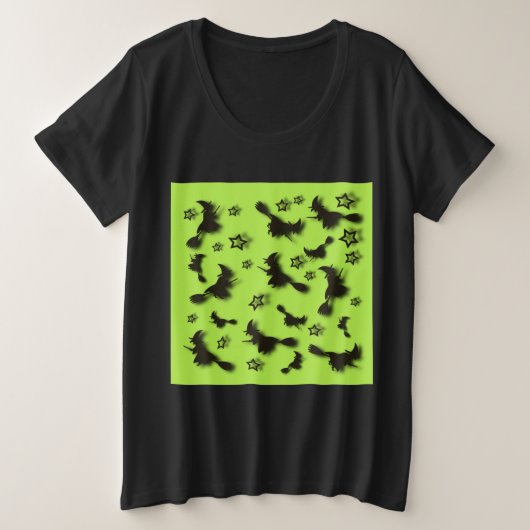 Flying witch among stars at Halloween night 3D Grote Maat T-shirt (Design voorkant)