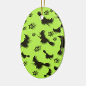 Flying witch among stars at Halloween night 3D Keramisch Ornament (Links)