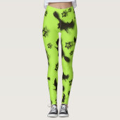 Flying witch among stars at Halloween night 3D Leggings (Voorkant)