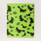 Flying witch among stars at Halloween night 3D Legpuzzel (Verticaal)