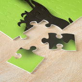 Flying witch among stars at Halloween night 3D Legpuzzel (Zijkant)