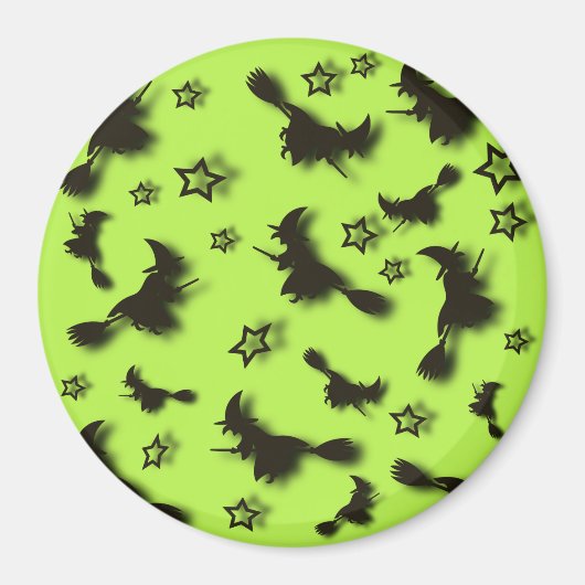 Flying witch among stars at Halloween night 3D Magneet (Voorkant)