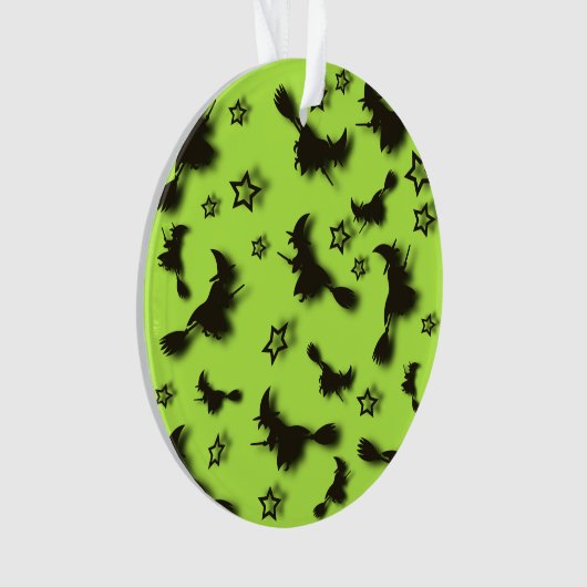 Flying witch among stars at Halloween night 3D  Ornament (voorkant)