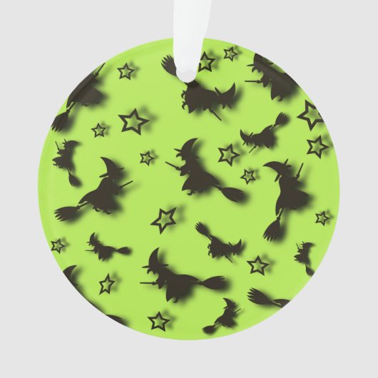 Flying witch among stars at Halloween night 3D  Ornament (voorkant)