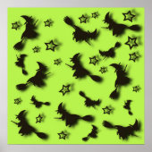 Flying witch among stars at Halloween night 3D Poster (Voorkant)