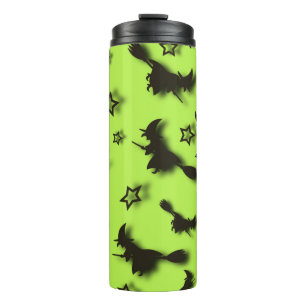 Flying witch among stars at Halloween night 3D Thermosbeker