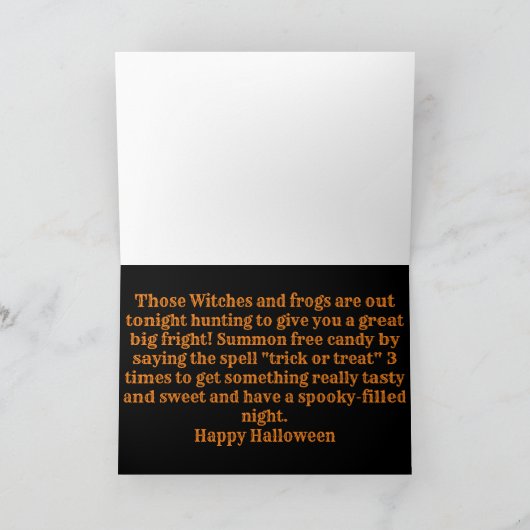 Flying Witch and Castle Happy Halloween Kaart (Binnen)