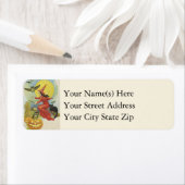 Flying Witch and Owls Halloween Etiket (Insitu)