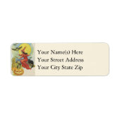 Flying Witch and Owls  Halloween Etiket (Voorkant)