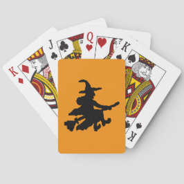 Flying Witch Black on Orange Pokerkaarten
