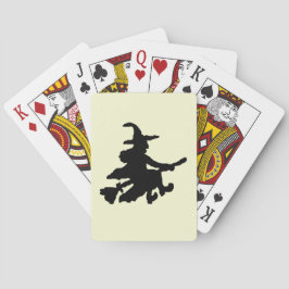 Flying Witch Black on Yellow Pokerkaarten