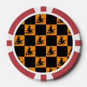 Flying Witch Black & Orange Checkered Poker Chips (Voorkant)