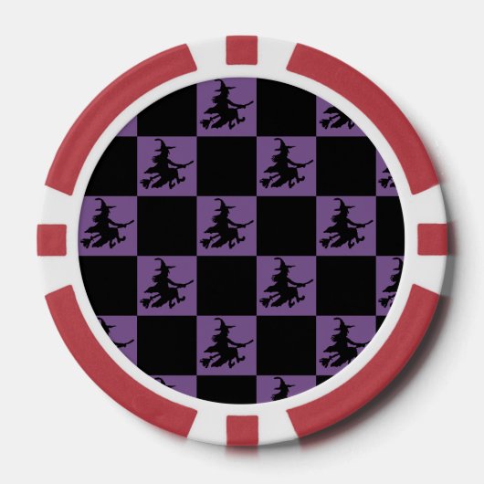 Flying Witch Black & Purple Checkered Poker Chips (Voorkant)