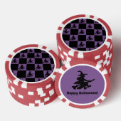 Flying Witch Black & Purple Checkered Poker Chips (Opstapeling)