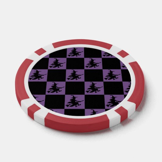Flying Witch Black & Purple Checkered Poker Chips (Enkel)
