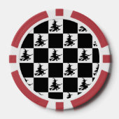 Flying Witch Black & White Checkered Poker Chips (Voorkant)