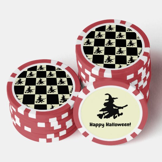 Flying Witch Black & Yellow Checkered Poker Chips (Opstapeling)