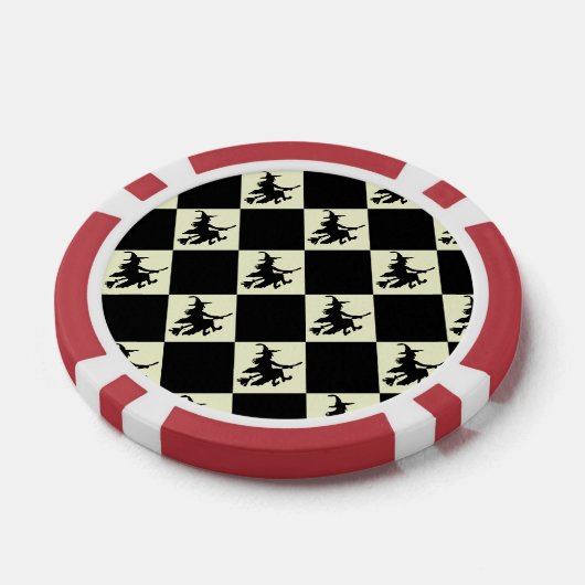 Flying Witch Black & Yellow Checkered Poker Chips (Enkel)