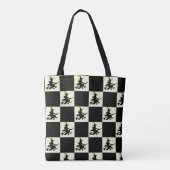Flying Witch Black & Yellow Checkered Tote Bag (Achterkant)
