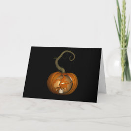 Flying Witch Carved Pumpkin Halloween Kaart