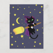 Flying Witch Cat Briefkaart (Voorkant)