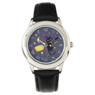 Flying Witch Cat Horloge